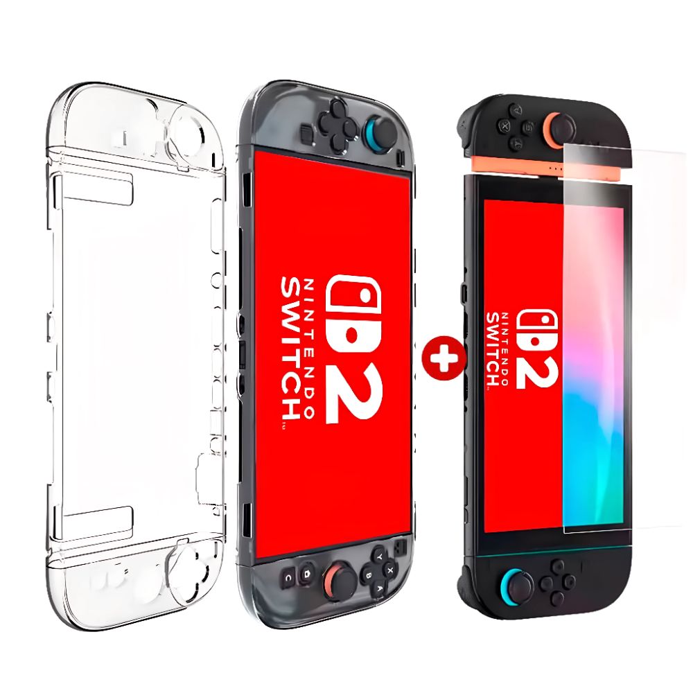Pack case para Nintendo Switch 2 + mica de vidrio rígido transparente